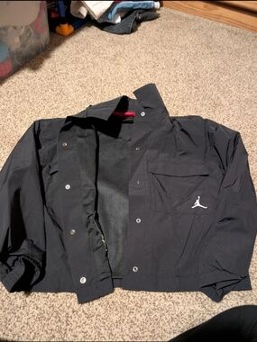Jordan Black Windbreaker Coach Jacket with White Jumpman